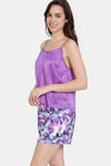 Zivame Bohemian Blooms Woven Shorts Set - Purple Magic — thumbnail 2